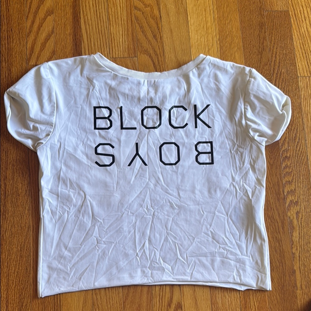 Boys + Arrows Block Boys Cropped Swim Tee White